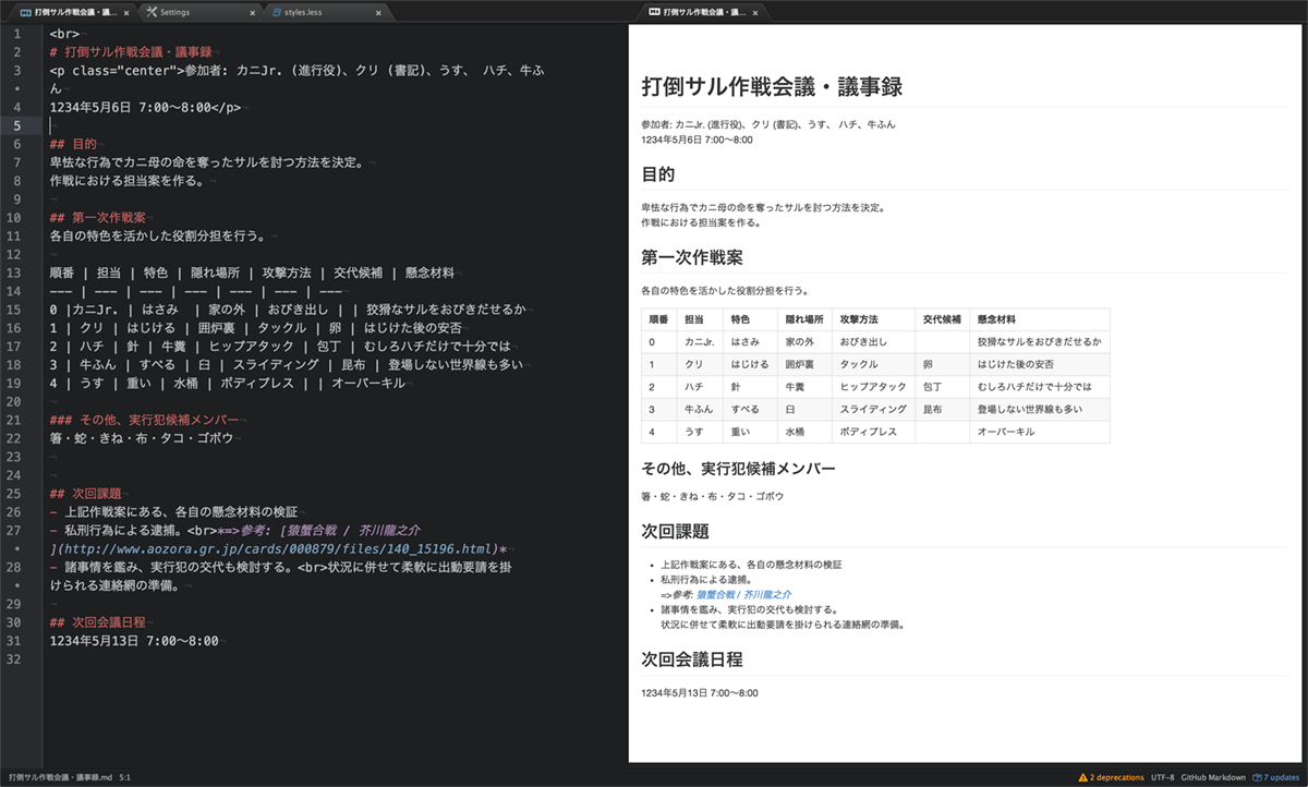 Atomエディタのmarkdown Previewのcssを実務書類的に調整する 大石制作ブログ